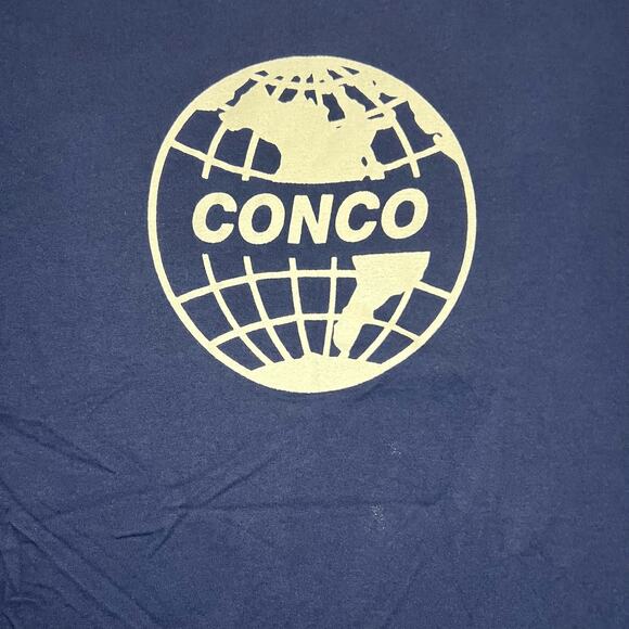 VINTAGE Conco Cleaning Globe Graphic Shirt Size 2XL Mens Retro Navy Blue 90s - Picture 4 of 8